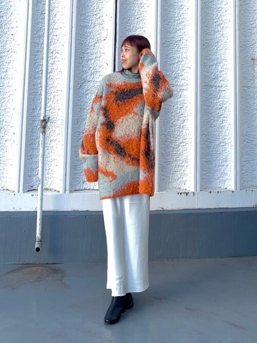 KBF ハイネックシャギーコート 【2024 A/W】 ジュノア JUNOAH シャギーハイネックロングコート （ブラック