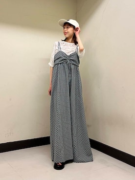 「柄物」｜「アイテム（ワンピース/ドレス）」を使った、古木　千尋さん（レディース・152cm）の夏コーディネート