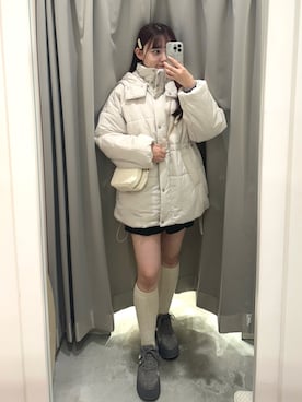 「one after another NICE CLAUP（ワンアフターアナザーナイスクラップ）のアイテム（ダウンジャケット/コート）」を使った、hanaさん（レディース・160cm）の冬コーディネート