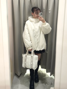 「one after another NICE CLAUP（ワンアフターアナザーナイスクラップ）のアイテム（ダウンジャケット/コート）」を使った、hanaさん（レディース・160cm）の冬コーディネート