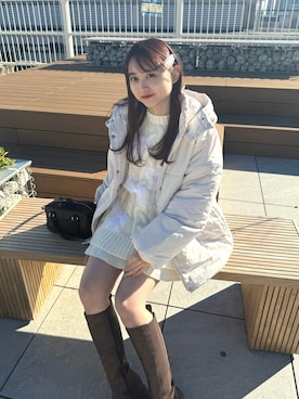 「one after another NICE CLAUP（ワンアフターアナザーナイスクラップ）のアイテム（ダウンジャケット/コート）」を使った、hanaさん（レディース・160cm）の冬コーディネート