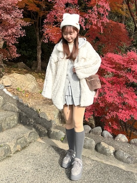 「one after another NICE CLAUP（ワンアフターアナザーナイスクラップ）のアイテム（ブルゾン）」を使った、hanaさん（レディース・160cm）の冬コーディネート