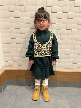 「アイテム（ワンピース/ドレス）」を使った、はるはるさん（キッズ・90cm）の秋コーディネート