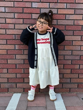 「アイテム（ソックス/靴下、ピンク系）」を使った、はるはるさん（キッズ・90cm）の冬コーディネート