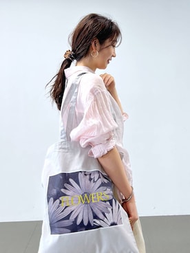 「BABYLONE（バビロン）のラミーシアーカシュクールシャツ（シャツ/ブラウス、ピンク系）」を使った、RIONさん（レディース・162cm）の春コーディネート