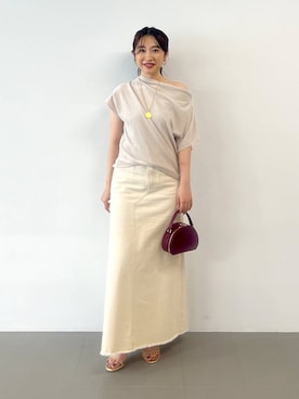 「BABYLONE（バビロン）のカツラギロングスカート（スカート）」を使った、RIONさん（レディース・162cm）の夏コーディネート