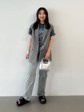 「アイテム（その他アウター、グレー系）」を使った、RIONさん（レディース・162cm）の夏コーディネート