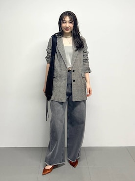 「BABYLONE（バビロン）のバレルレッグデニムパンツ（デニムパンツ）」を使った、RIONさん（レディース・162cm）の春コーディネート