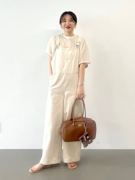 「骨格ナチュラル」｜「アイテム（サロペット/オーバーオール）」を使った、RIONさん（レディース・162cm）の夏コーディネート