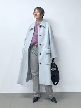 「BABYLONE（バビロン）のカラーネップニット（ニット/セーター）」を使った、RIONさん（レディース・162cm）の秋コーディネート