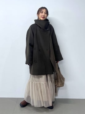 「アイテム（ピーコート）」を使った、RIONさん（レディース・162cm）の秋コーディネート
