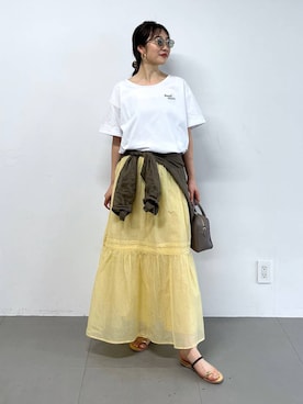 「CHRISTIAN VILLA（クリスチャンヴィラ）の【CHRISTIAN VILLA】Mini Boston（ボストンバッグ、ベージュ系）」を使った、RIONさん（レディース・162cm）の春コーディネート