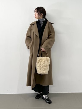 「女子会」｜「アイテム（ステンカラーコート）」を使った、RIONさん（レディース・162cm）の秋コーディネート
