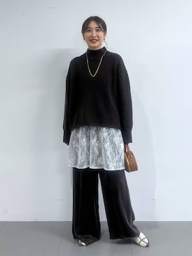 「体型カバー」｜「アイテム（チュニック）」を使った、RIONさん（レディース・162cm）の冬コーディネート