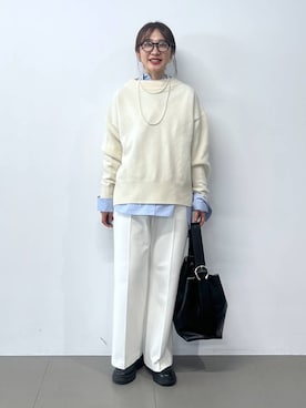 「BABYLONE（バビロン）のサイドゴアレザーブーツ（ブーツ）」を使った、RIONさん（レディース・162cm）の秋コーディネート