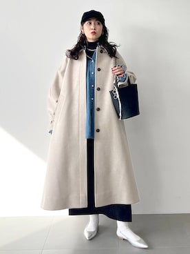 「ナチュラル」｜「アイテム（ステンカラーコート）」を使った、RIONさん（レディース・162cm）の冬コーディネート