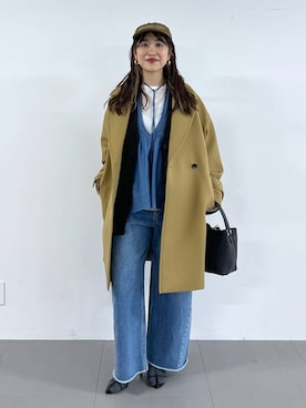 「アイテム（ピーコート）」を使った、RIONさん（レディース・162cm）の冬コーディネート