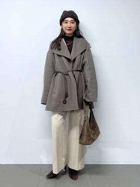 「アイテム（ピーコート）」を使った、RIONさん（レディース・162cm）の秋コーディネート