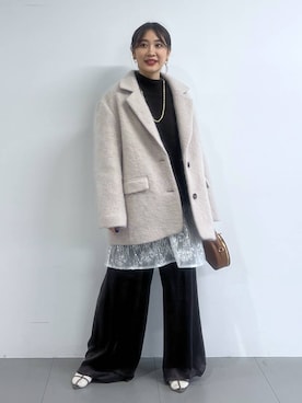 「アイテム（チュニック）」を使った、RIONさん（レディース・162cm）の冬コーディネート