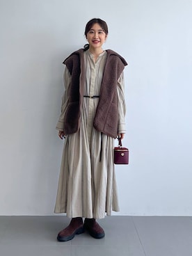 「アイテム（シャツワンピース）」を使った、RIONさん（レディース・162cm）の秋コーディネート