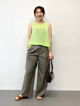 「アイテム（タンクトップ、グリーン系）」を使った、RIONさん（レディース・162cm）の夏コーディネート