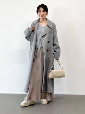 「ナチュラル」｜「アイテム（ステンカラーコート）」を使った、RIONさん（レディース・162cm）の冬コーディネート