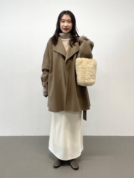 「女子会」｜「アイテム（ピーコート）」を使った、RIONさん（レディース・162cm）の秋コーディネート