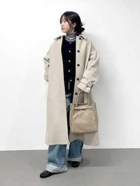 「ナチュラル」｜「アイテム（ステンカラーコート）」を使った、RIONさん（レディース・162cm）の冬コーディネート