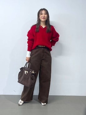 「アイテム（ベルト、ベージュ系）」を使った、RIONさん（レディース・162cm）の秋コーディネート