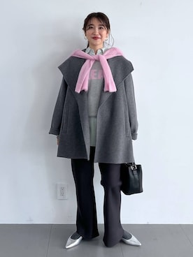 「アイテム（ピーコート）」を使った、RIONさん（レディース・162cm）の冬コーディネート