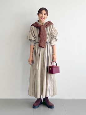 「アイテム（シャツワンピース）」を使った、RIONさん（レディース・162cm）の秋コーディネート