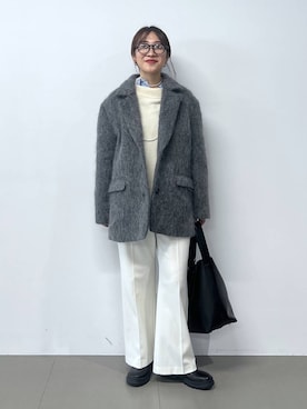 「BABYLONE（バビロン）のサイドゴアレザーブーツ（ブーツ）」を使った、RIONさん（レディース・162cm）の秋コーディネート