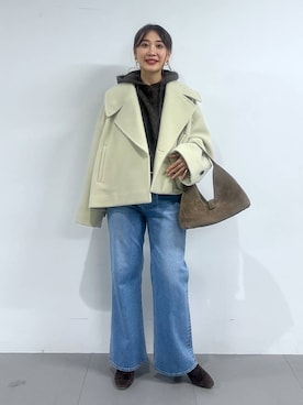 「アイテム（ピーコート、ベージュ系）」を使った、RIONさん（レディース・162cm）の秋コーディネート
