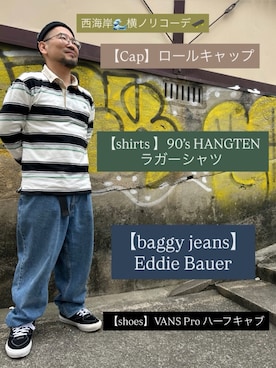 「Eddie Bauer（エディーバウアー）のアイテム」を使った、monk_hair_designさん（メンズ・160cm）の春コーディネート