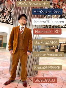 「アイテム（ネクタイ）」を使った、monkbjjさん（メンズ・160cm）の秋コーディネート