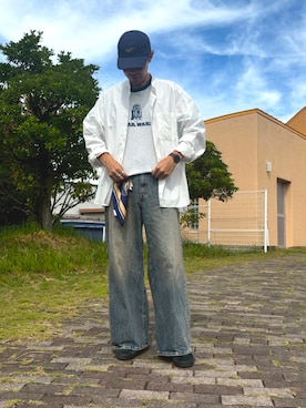 「アイテム（ストール/ショール）」を使った、Ryさん（メンズ・175cm）の秋コーディネート