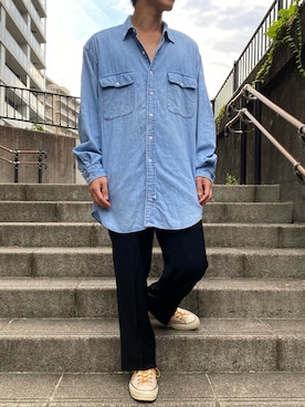 「Ralph Lauren」｜「アイテム（スラックス）」を使った、saku vanpeltさん（メンズ・171cm）の夏コーディネート
