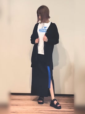 「CHUMS（チャムス）のアイテム（Tシャツ/カットソー）」を使った、nojakoさん（レディース・154cm）の夏コーディネート