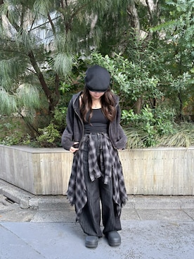 「カシミヤ」｜「アイテム（ハンチング/ベレー帽）」を使った、momoさん（レディース・150cm）の秋コーディネート