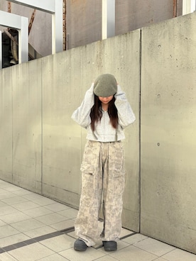 「アイテム（ハンチング/ベレー帽）」を使った、momoさん（レディース・150cm）の冬コーディネート