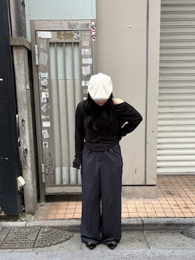 「アイテム（ハンチング/ベレー帽）」を使った、momoさん（レディース・150cm）の秋コーディネート