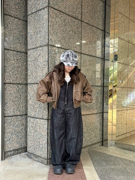 「アイテム（キャスケット）」を使った、momoさん（レディース・150cm）の秋コーディネート