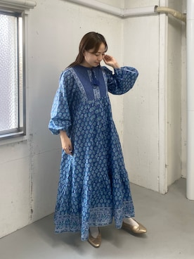 「フラワープリント」｜「アイテム（パンプス）」を使った、みずぐちさん（レディース・153cm）の冬コーディネート