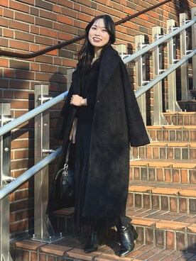 「アウターコーデ」｜「アイテム（チェスターコート）」を使った、吉屋ゆりさん（レディース・151cm）の冬コーディネート