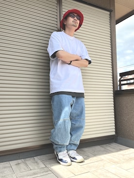 「アイテム（帽子）」を使った、ムックさん（メンズ・173cm）の夏コーディネート