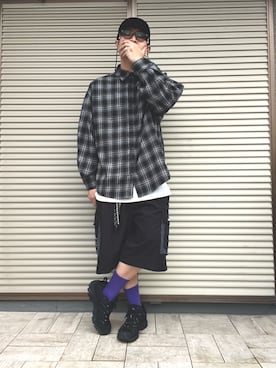 「MERRELL（メレル）のアイテム（シューズ）」を使った、ムックさん（メンズ・174cm）の春コーディネート