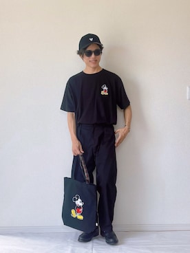「アイテム（トートバッグ）」を使った、ヨッピーさん（メンズ・165cm）の夏コーディネート