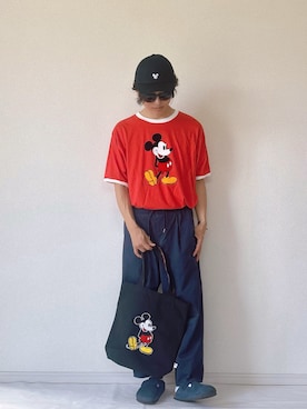 「アイテム（トートバッグ）」を使った、ヨッピーさん（メンズ・165cm）の夏コーディネート