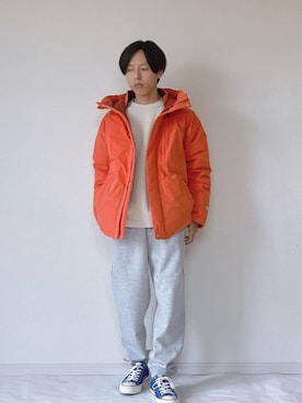 「アイテム（スウェット）」を使った、ヨッピーさん（メンズ・165cm）の冬コーディネート