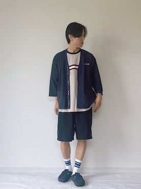 「アイテム（カーディガン/ボレロ）」を使った、ヨッピーさん（メンズ・165cm）の夏コーディネート